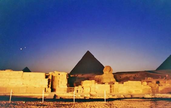 Two Planets and Two Pyramids - by: Aymen Ibrahem (Canon Camera, Kodak Ultra 400 film, 3 second exposure)